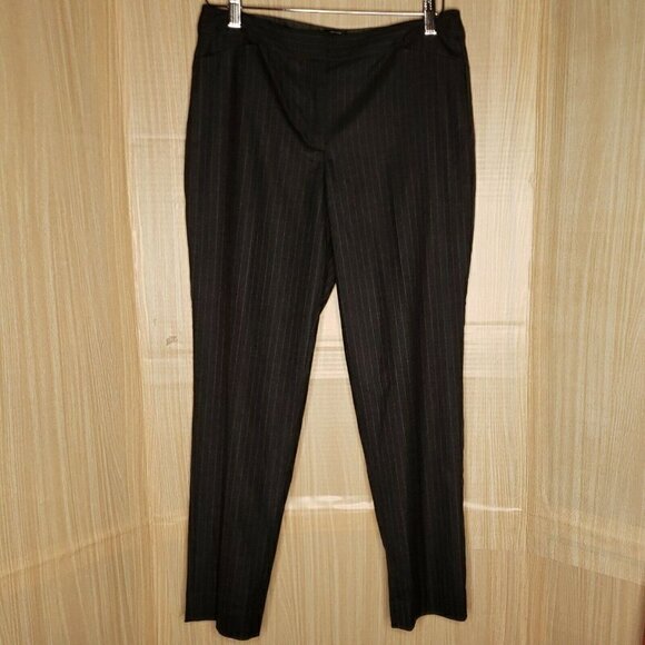 Talbots Petite Womens Heritage Grey Pinstripe Wool Blend Pants 6P - Picture 3 of 7